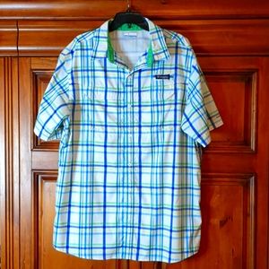 Plaid Columbia short sleeve fishing shirt